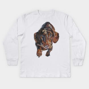 Dachshund Fine Art Painting Kids Long Sleeve T-Shirt